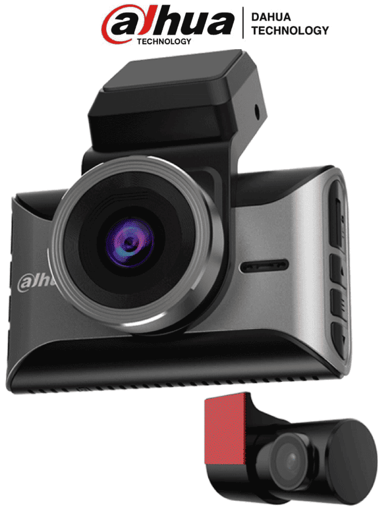 DAHUA S10 - Dashcam (Cámara de tablero), Equipada con 2 cámaras: frontal (4K), trasera (1080p), Pantalla de 3", Incorpora Wifi y GPS, Administrable desde la aplicación móvil, Soporta analítico ADAS, MicroSD de hasta 256 GB