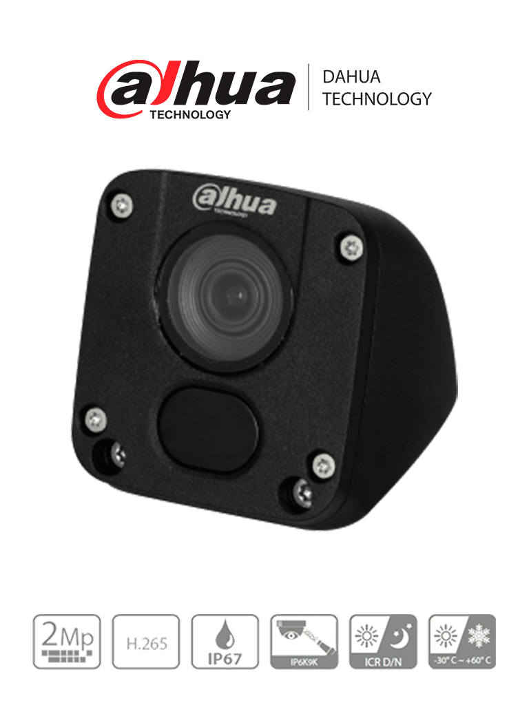 DAHUA IPC-MW1230DN-HM12 - Camara IP para Vehiculos de 2 Megapixeles/ Lente de 2.8mm/ 115 Grados de Apertura/  Ir de 30 Mts/ Protección IP6K9K para Soporta Agua a Presión/