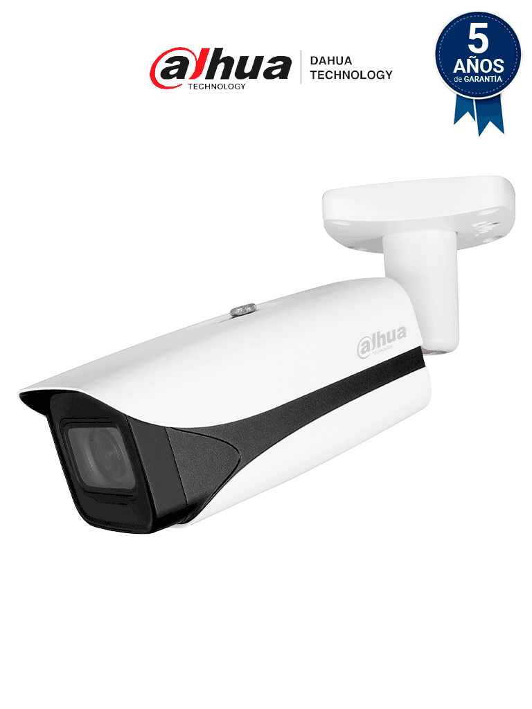 DAHUA IPC-HFW5241E-Z12E -Cámara IP Bullet 2MP con WizMindS y lente motorizado de 5-60 mm Alcance IR 150m, IA avanzada, mejora de imagen, micrófono integrado, metadatos, detección facial, conteo de personas, E/S de alarmas y audio, ePoE, IP67 e IK10