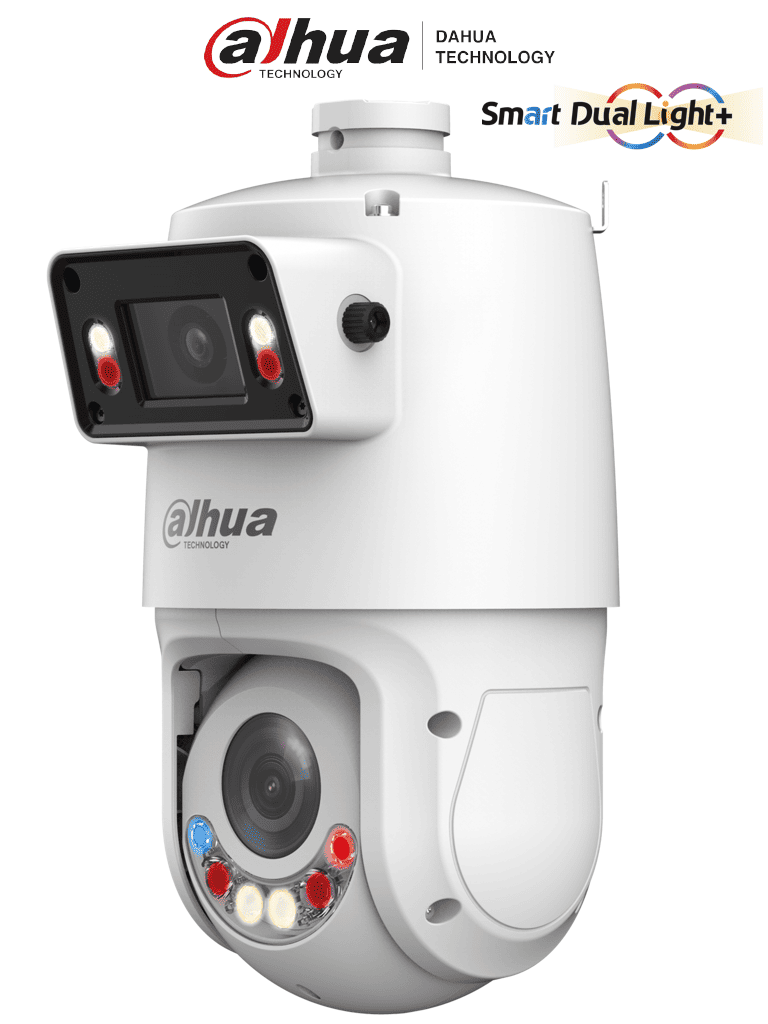 DAHUA SDT4E425-4F-GB-A-PV1 - Cámara IP PTZ TiOC Multivisión de 4 Megapixeles/ 2 Lentes de 4MP/ WizSense/ 25X Zoom/ IR de 100 mts/ Autotracking 3.0/  Iluminación Dual/ PoE+/ Disuasión activa/ SMD 4.0/ Quick Pick/ IP66/ E&S de Alarma y Audio/