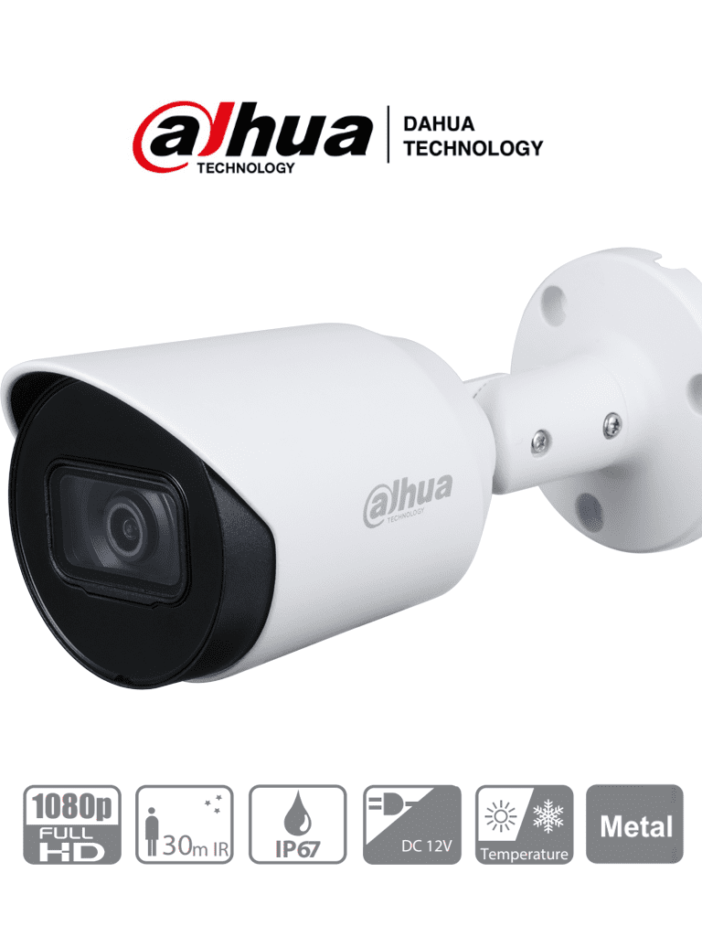 DAHUA HAC-HFW1200T-36- Camara Bullet de 2 Megapixeles/ Lente Fijo de 3.6mm/ 83 Grados de Apertura/  Smart IR 30 Metros/ IP67/ Metalica/ BLC/ HLC/ DWDR/ TVI AHD y CBVS/