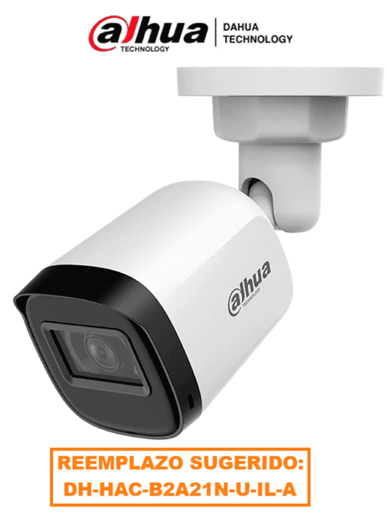 DAHUA HAC-B2A21N-U-0360B - Cámara Bullet de 2 Megapixeles/ 1080p / Lente de 3.6mm/ 80 Grados de Apertura/ Visión Nocturna de 30 mts/ Metálica/ IP67/ Soporta CVI/TVI/AHD/CVBS/ menú OSD para Configuración