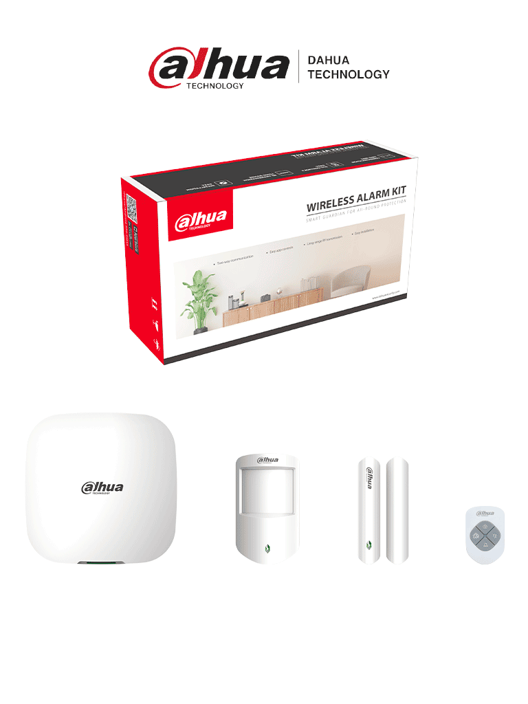DAHUA DHI-ART-ARC3000H-03-W2 - Kit de Alarma Inalámbrico con Conexión Wifi y Ethernet / Monitoreo por APP / Incluye Panel WiFi Ethernet; Un Sensor de Movimiento; Un Contacto Magnético; Un Control Remoto/