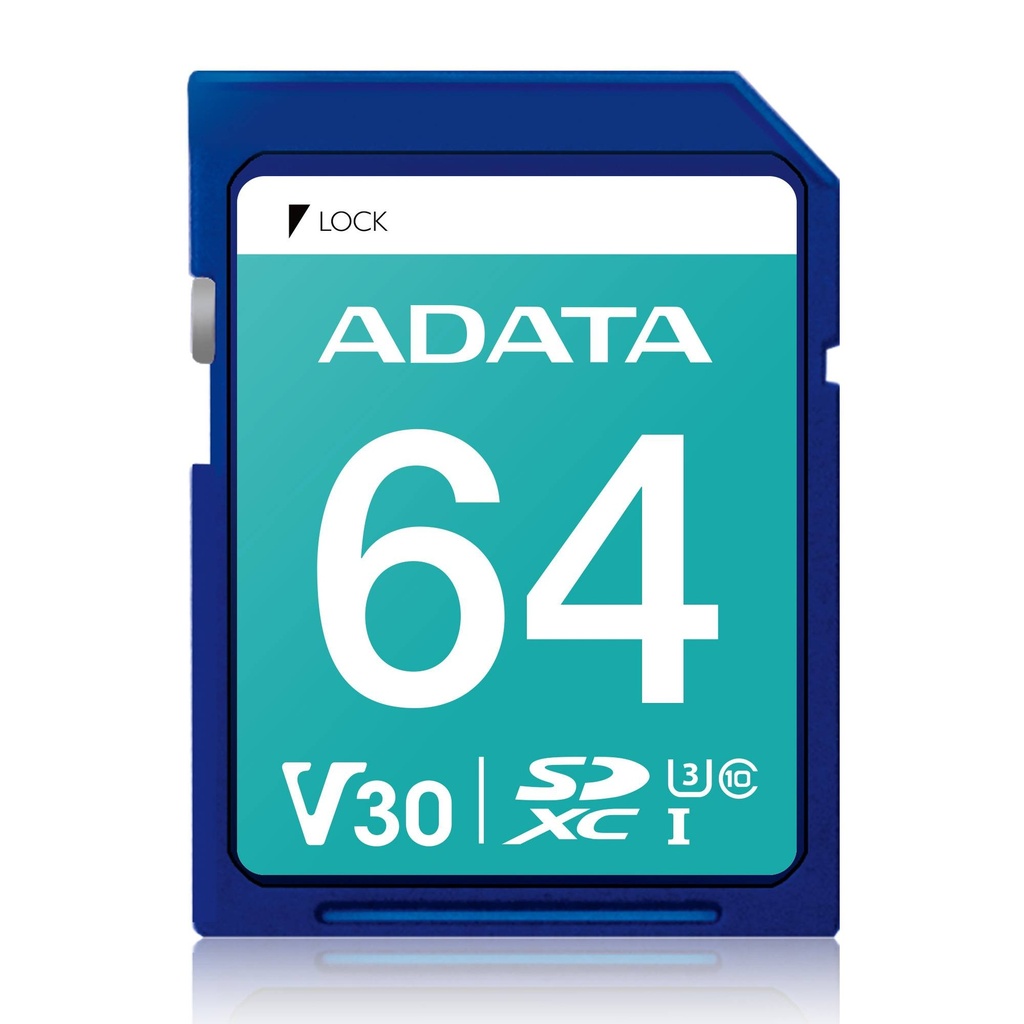 Memoria SD ADATA PREMIER PRO V30 - 64 GB, 100 MB/s, 80 MB/s, Azul, Clase 10