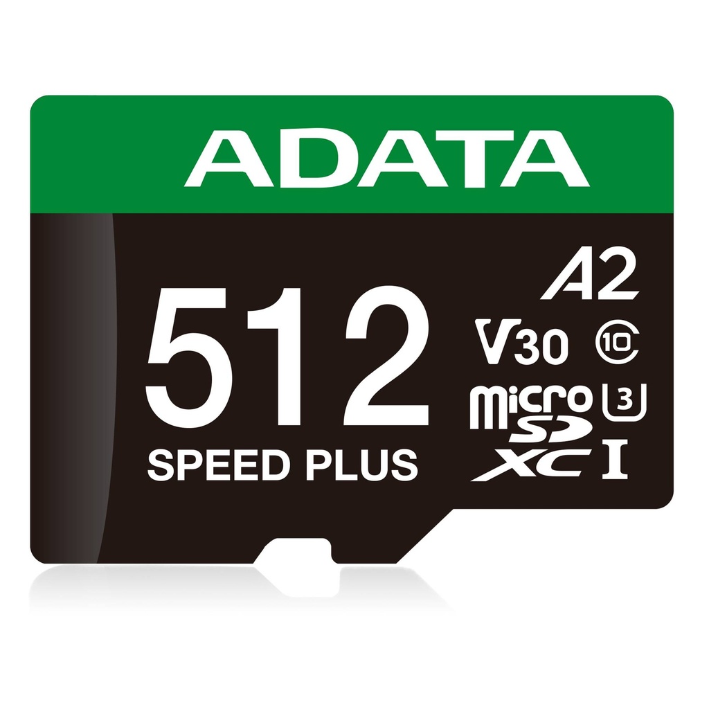 Micro Secure Digital ADATA SPEED PLUS microSDXC UHS-I U3 Clase 10 - SD 6.0, V30 512GB Clase 10 (A2), Velocidad de lectura / escritura 180/160 MB/s UD512GUI3