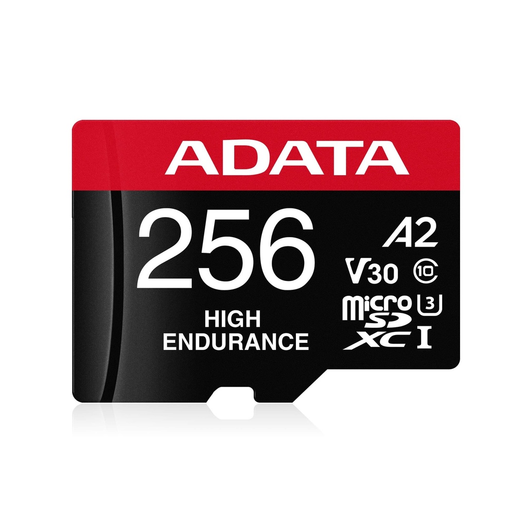 Micro Secure Digital ADATA HIGH ENDURANCE (alta durabilidad) microSDXC UHS-I U3 - SD6.0 Clase 10, V30 256GB Clase 10 (A2), Velocidad de lectura / escritura