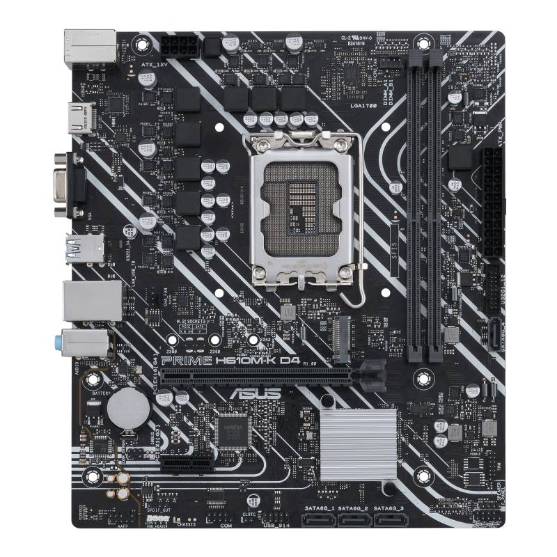 Tarjeta madre ASUS PRIME H610M-K D4-CSM - DDR4, 64 GB, Intel Socket LGA1700, Micro-ATX, DP, HDMI y D-sub