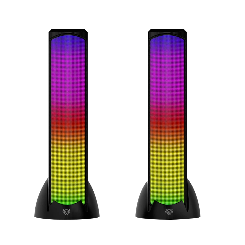 Bocinas 2.0 Gamer Glimm Tower BG575 Balam Rush Conexión Bluetooth/Auxiliar - iluminación LED 3 modos, 10w RMS. Sonido estéreo, Alimentación 5 Vcc 1A, Tipo d