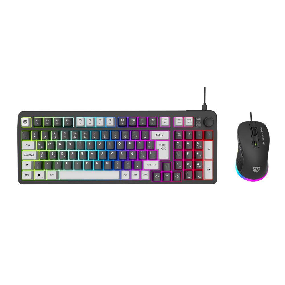Kit Teclado y Mouse Squad Conquest MG515 Balam Rush Azender Series - Iluminacion RGB, Color Negro. AC-940443