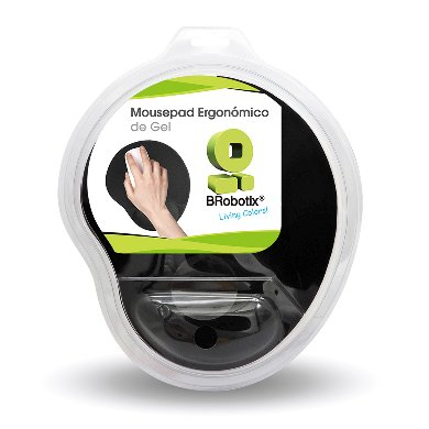 Mouse Pad con Descansa Muñecas - con Gel en la Almohadilla, Ergonómico, Antiderrapante, Amplio: 20.3*24.1*2, Negro, 500074N BROBOTIX