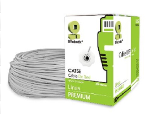 Bobina UTP - CAT5e, 200 mts, Interior, Gris, CCA, BROBOTIX 308201