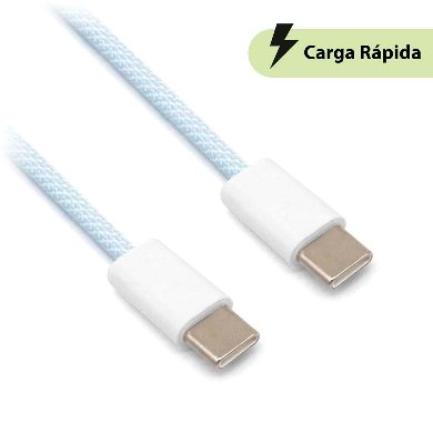 CABLE CARGA RÁPIDA - USB TIPO "C" A TIPO "C", TEJIDO, 1.0 M, AZUL (6001554), Brobotix