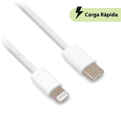CABLE CARGA RÁPIDA - USB TIPO C A LIGHTNING, TEJIDO, 1.0 M, GRIS (6001530), Brobotix