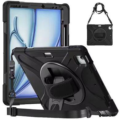 FUNDA PROTECTOR CON CORREA - DE USO RUDO, GIRO 360°, PARA IPAD AIR 13 PULGADAS 2024, CON MICA, 6007426 BROBOTIX