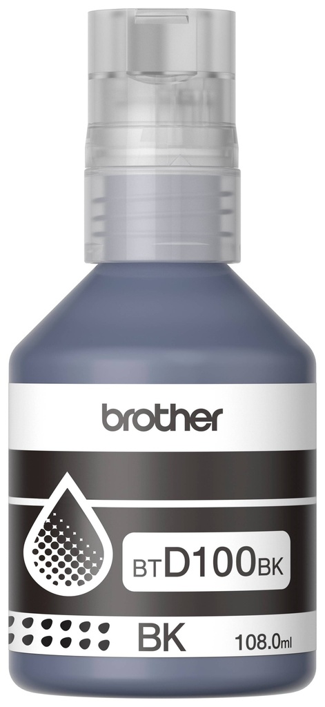 Botella de tinta Brother BTD100BK negro - rendimiento aproximado 7, 500 páginas, compatible con DCPT230, DCPT530DW, DCPT730DW, MFCT930DW