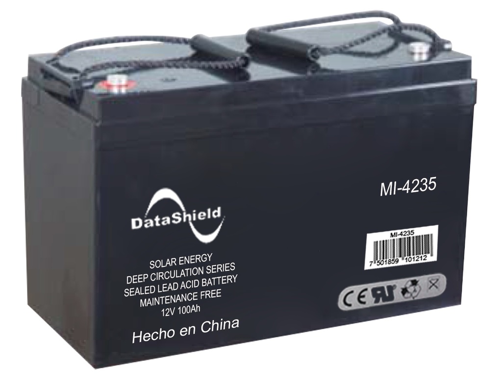 Batería  DATASHIELD MI-4235 - 100 Ah, Sistemas solares y/o inversores cargadores solares, 12 V, Negro