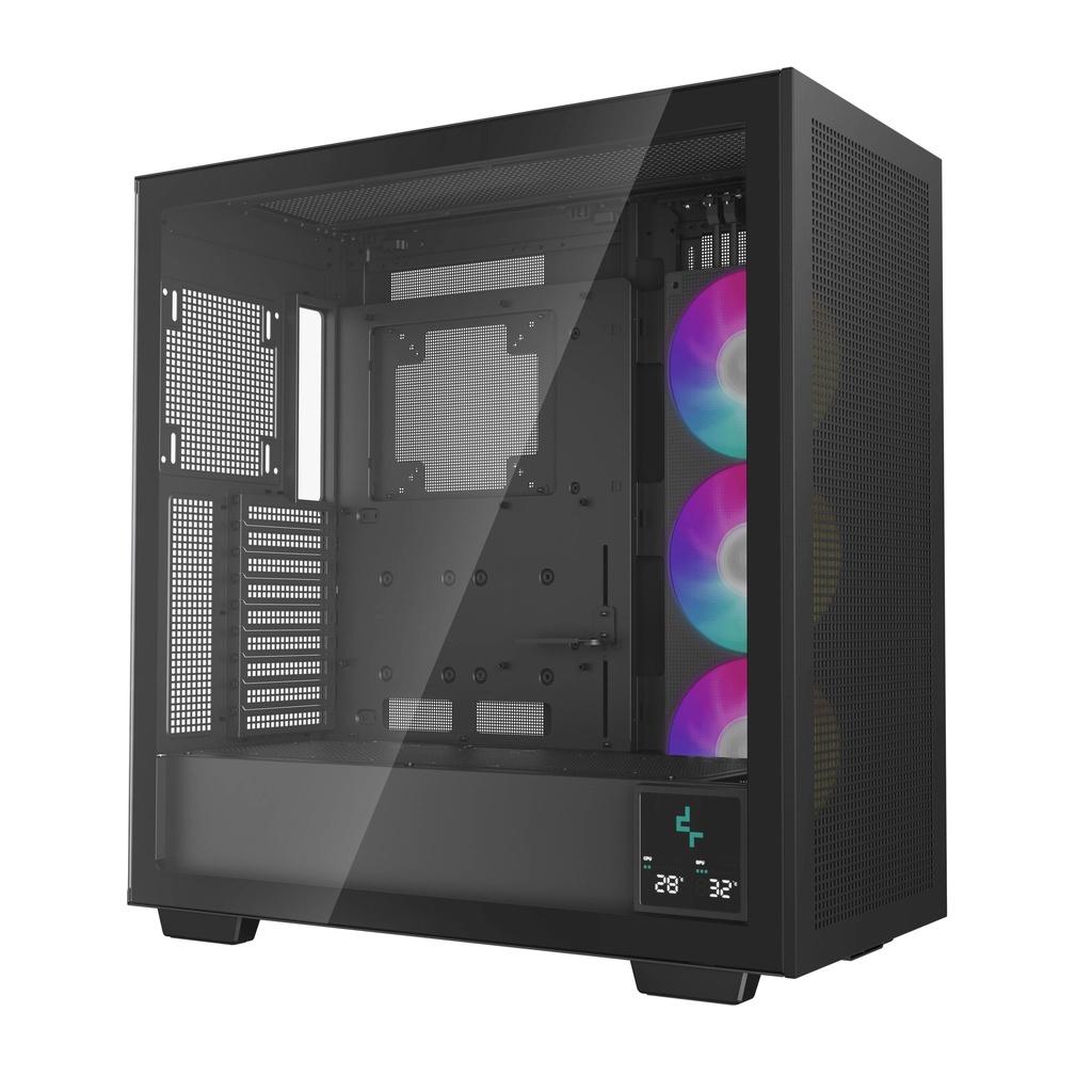 Gabinete Deepcool R-MORPHEUS - Compatibilidad: ATX; E-ATX, GPU de hasta 480mm. Incluye 3 ventiladores ARGB 140 mm. Capacidad 9 ventiladores de 120mm o 140mm