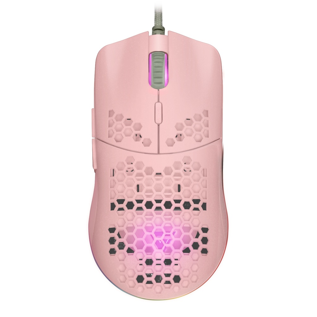 Mouse  GAME FACTOR MOG601 - Juego, Laser, 16000 DPI, Rosa