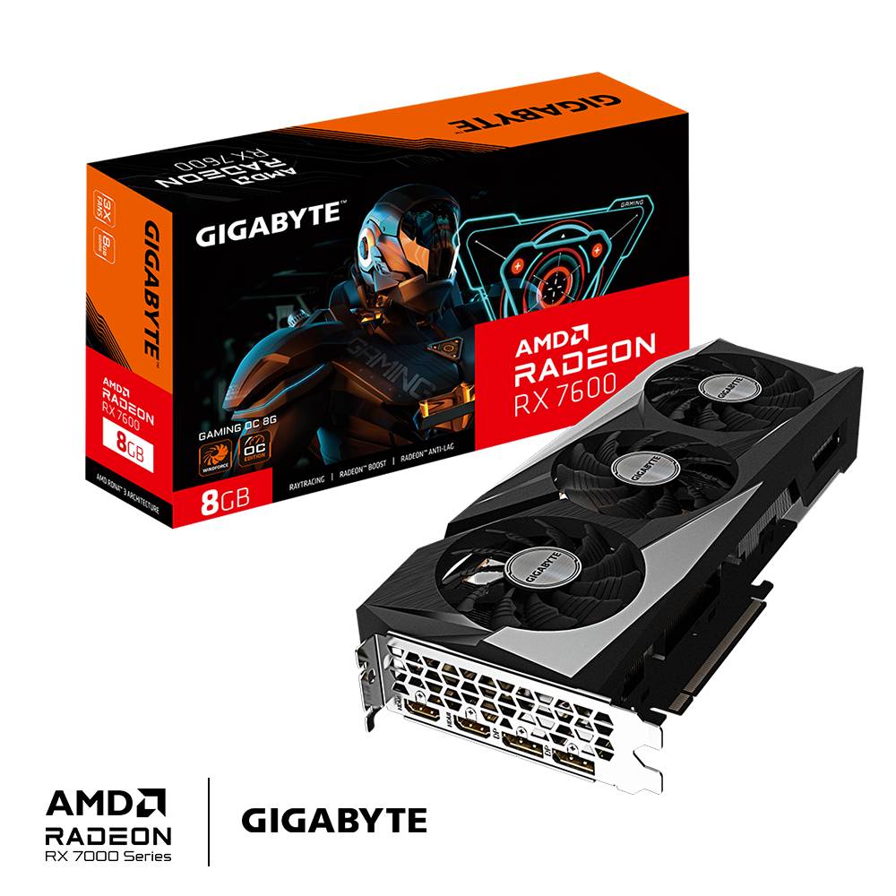 Tarjeta de Video Gigabyte AMD Radeon RX 7600 GAMING OC 8G - 8GB 128 bits GDDR6, PCI Express 4.0