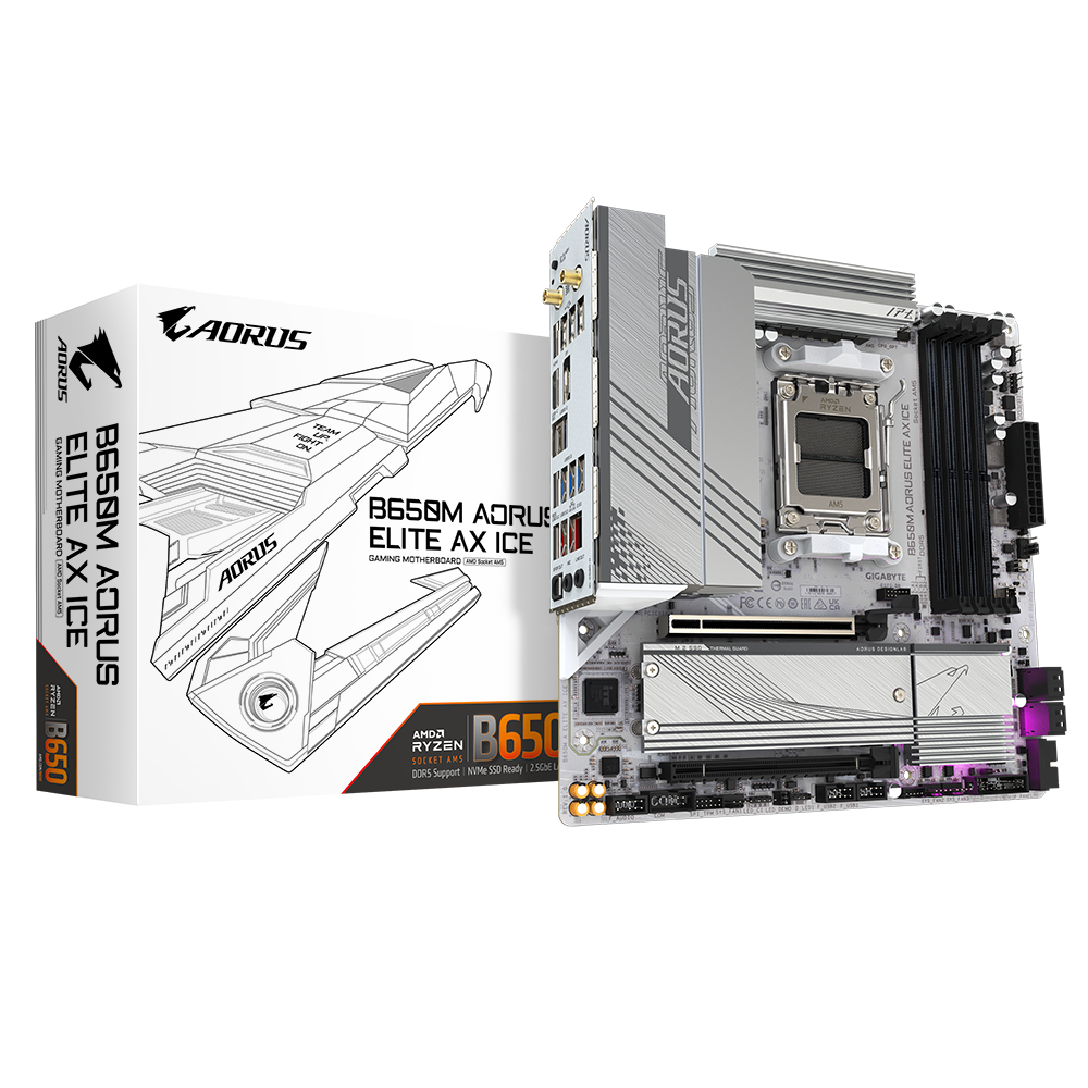 TARJETA MADRE GIGABYTE Micro ATX B650M A ELITE AX ICE 64 GB DDR5 AM5 Para AMD -