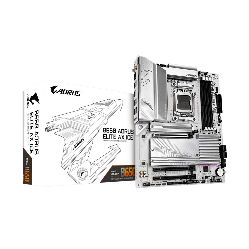 Tarjeta Madre  Gigabyte ATX  B650 AORUS  ELITE AX ICE - SAM5, AMD B650, HDMI, 192GB  DDR5 para AMD