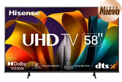 Televisor Hisense 58A6NV - 58 pulgadas, LED 4K UHD, 3840 x 2160 Pixeles, VIDAA SMART TV