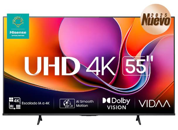 Televisor Hisense 55A65NV - 55 pulgadas, LED 4K UHD, 3840 x 2160 Pixeles, VIDAA SMART TV