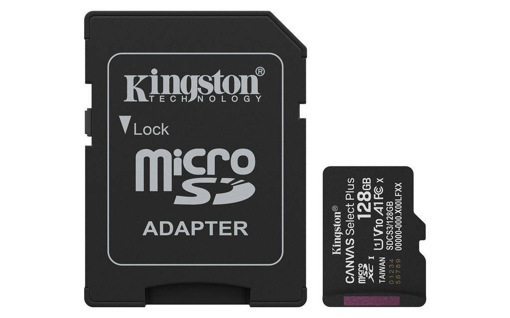MEMORIA MICROSD KINGSTON CANVAS SELECT PLUS GEN3 128GB R.150MB/S CL10 UHS-I U1 V10 A1 -