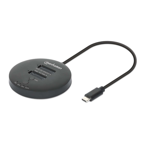 Gabinete USB-C SSD (130752)  MANHATTAN Estación de acoplamiento con 2 bahías para clonación de SSD M.2 NVMe de hasta 8 TB -