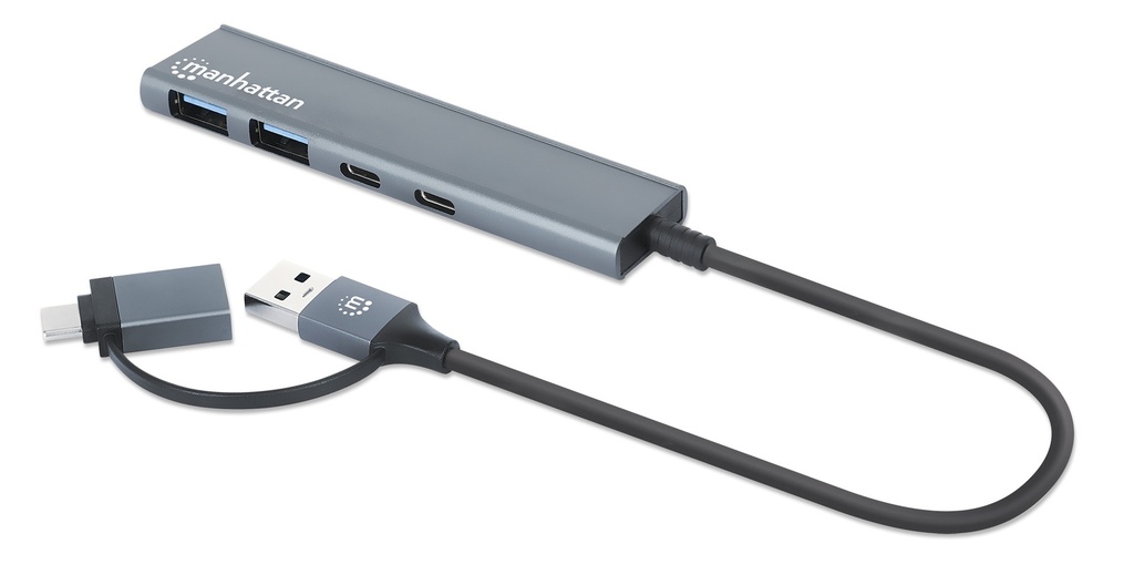 HUB USB V3.2 2Ptos A 2Ptos C (181075) MANHATTAN Hub de 4 puertos con conector combinado de USB-C a USB-A -