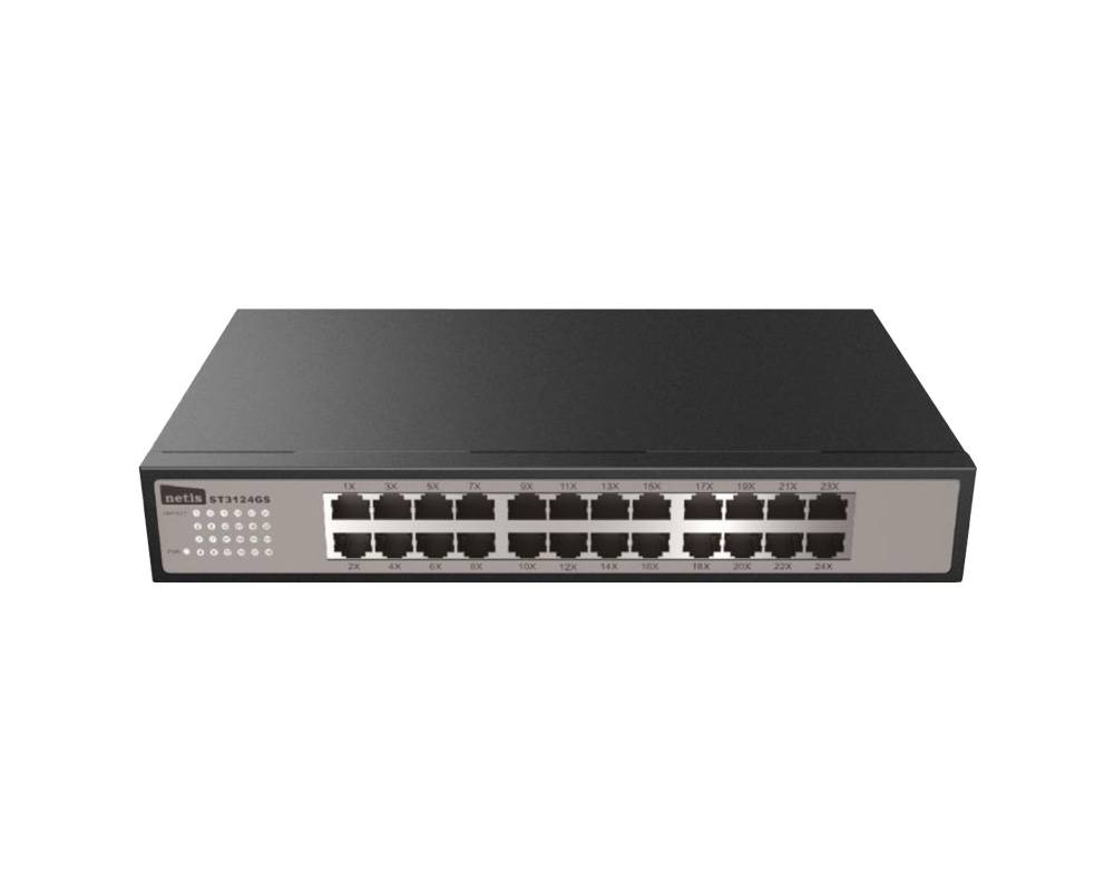 Switch NETIS modelo ST3124GS - 24 Puertos Gigabit Ethernet Switch, montable en rack, No administrable