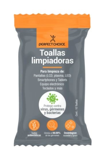 Toallas limpiadoras PERFECT CHOICE - Paños húmedos, Pantallas / Plásticos, Poliéster