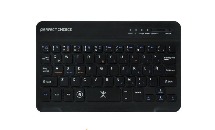 Mini Teclado Inalámbrico Bluetooth Universal Ultra delgado Color Negro | PERFECT CHOICE -