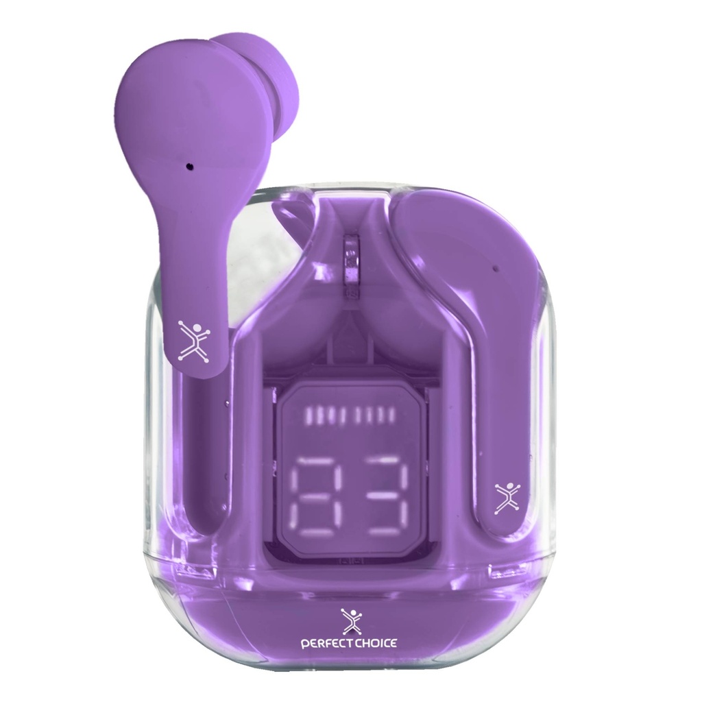 Audífonos Inalámbricos Bluetooth Transparentes ClearBeat Color Morado | PERFECT CHOICE -
