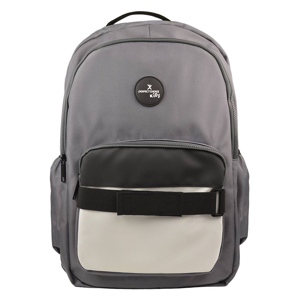 PC-085201 Mochila Escolar Para Niños Múltiples Compartimentos modelo Loopy Color Gris | PERFECT CHOICE -