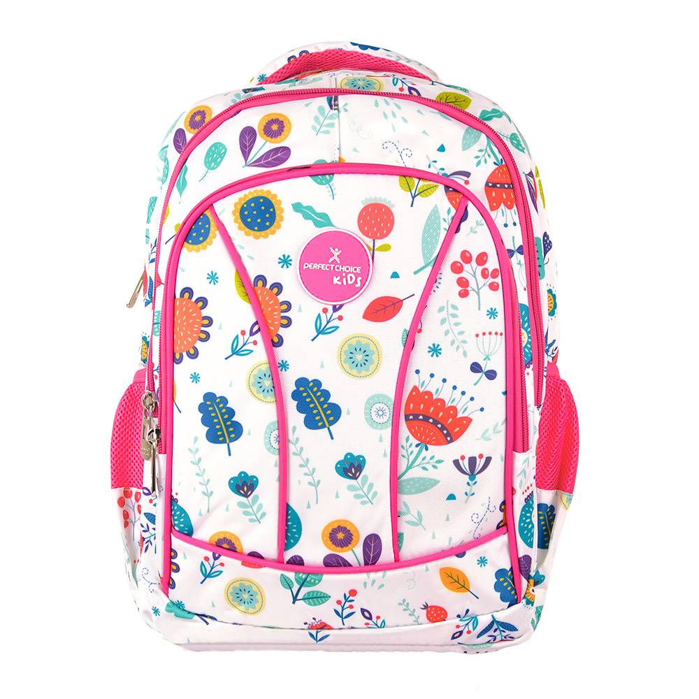 PC-085317 Mochila Escolar Infantil Múltiples Compartimentos Modeo Brooklyn Flores | PERFECT CHOICE -