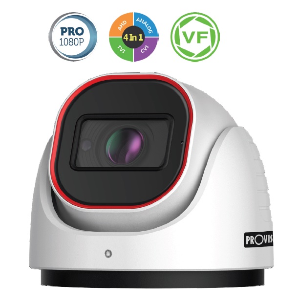 Camara domo AHD 2 MP(AHD/TVI/VCI) - 700 TVL (CVBS), Lente VF 2.8-12mm (88°-33°), IR hasta 40 mts, BLC, HLC, CoC, IP67