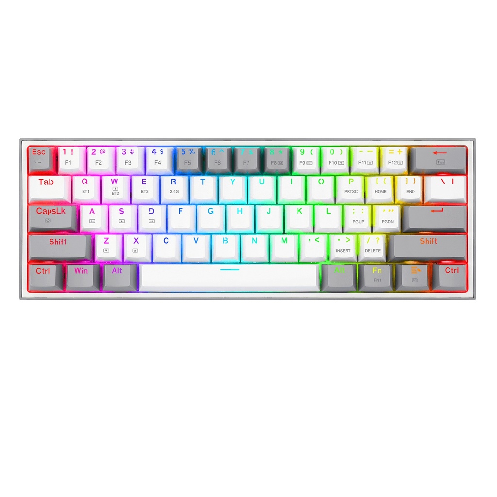Teclado Mecánico Redragon Fizz Pro White/Gray - Inglés, Blanco y Gris