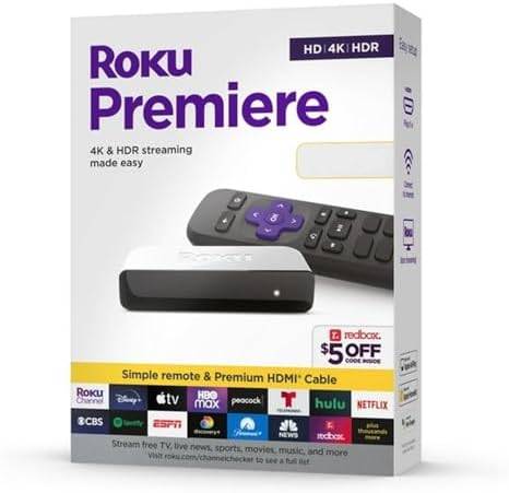 Roku Premiere Streaming 3920RW incluye cable HDMI de alta velocidad. -