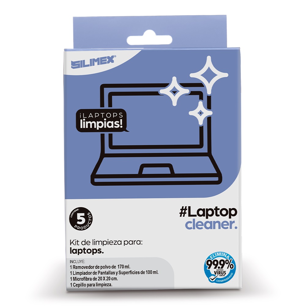LAPTOP CLEANER - limpiador de laptops. Kit especializado en la limpieza y mantenimiento de laptops. Fórmula sin alcohol y de limpieza ultra rápida.