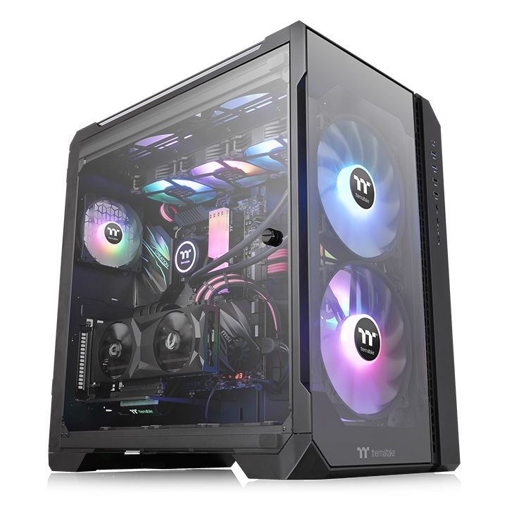 Gabinete Thermaltake View 51 TG ARGB Negro - Midi-Tower, ATX/EATX/Micro-ATX/Mini-ITX, USB 2.0/3.0, sin Fuente, 3 Ventiladores Instalados