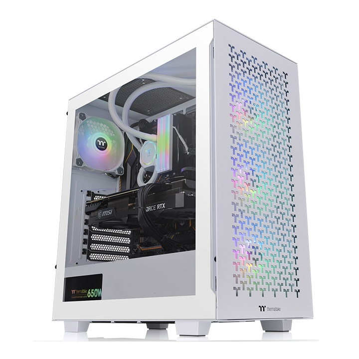Gabinete Thermaltake V350 TG ARGB Air Snow semi torre - ATX/Mini-ITX/Micro-ATX, USB 3.0, sin Fuente, 4 Ventiladores Instalados