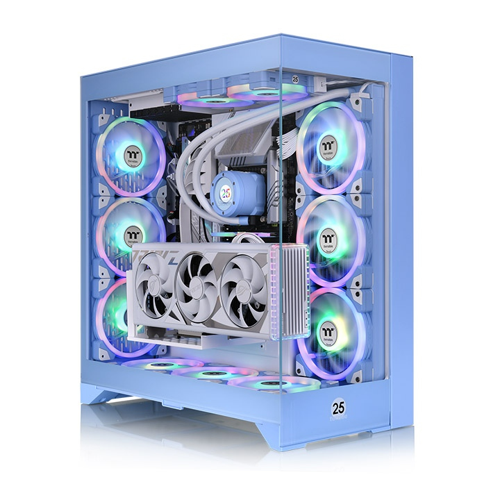 Gabinete Thermaltake CTE E600 MX Hydrangea Blue Mid Tower Chassis - ATX/Mini-ITX/Micro-ATX/E-ATX, USB 3.0, sin Fuente, sin Ventiladores Instalados