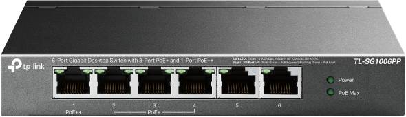 Switch Gigabit de sobremesa de 6 puertos con PoE+ de 3 puertos y PoE++ de 1 puerto -