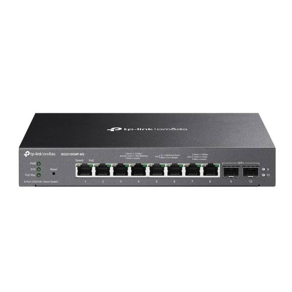 Conmutador inteligente Omada de 8 puertos 2.5GBASE-T y 2 puertos 10GE SFP+ con 8 puertos PoE+ -