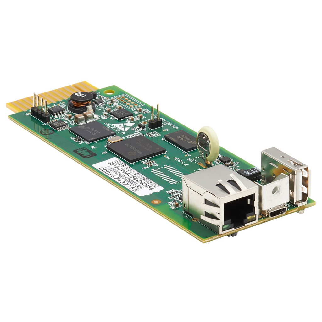 Tarjeta de Red WEBCARDLXMINI para Sistemas UPS Selectos - incluye: Tarjeta de Red WEBCARDLXMINI, Cable USB Micro B a USB A, Placas frontales, Manual del Pro