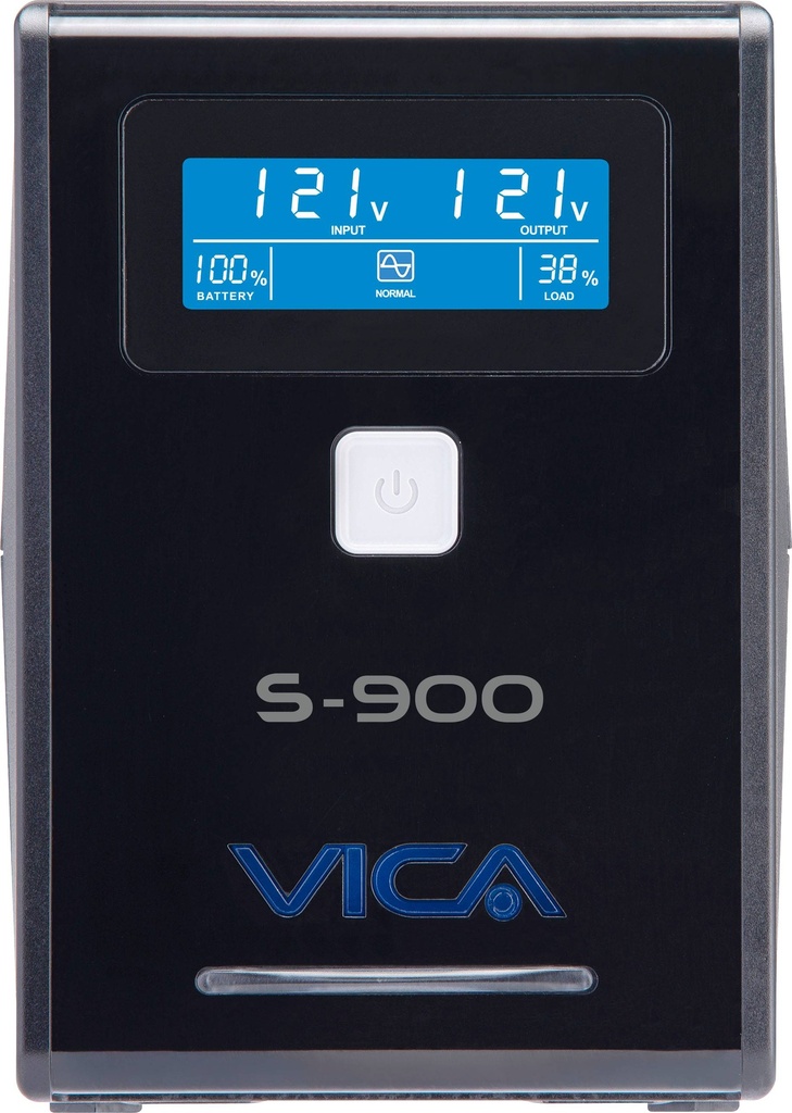 No break interactivo S900 - 900VA/550W, entrada 127 VCA 60 Hz, salida 120 VCA, 4 tomas reguladas/4 reguladas y respaldadas, RJ11, pantalla LCD