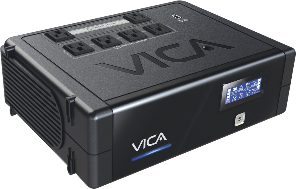 No Break interactivo REV 700 - 700VA/400W, 6 NEMA 5-15R protegidos, entrada 127VCA 60Hz, salida 110/120VCA, pantalla LCD, 1 Puerto USB para recarga