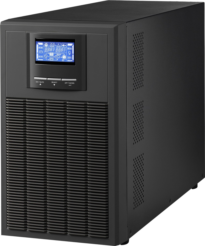 UPS Online doble conversión Monofasico torre GAMMA 3K 3000VA/2700W - 4 NEMA 5-15/20R protegidos, entrada L5/30P voltaje 60/145V, salida 110/115/120/127VA