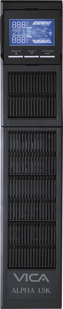 UPS Online doble conversión Rack ALPHA 1.5K - 1500VA/1500W, 8 NEMA 5-15R protegidos, entrada NEMA 5-15P, 55/150Vca, salida 100/110/115/120/127Vca, SNMP